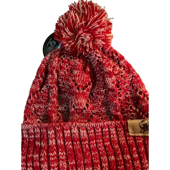NCAA Zephyr Maryland Terrapins Red Winter Sports Pom Pom Cuffed Knit Beanie Hat - Picture 2 of 4